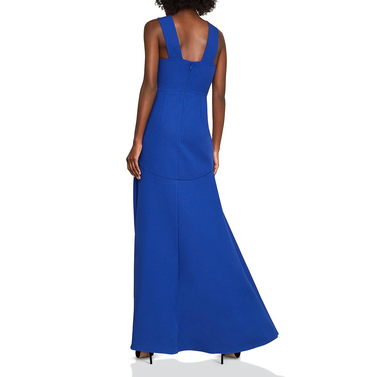 BCBG Max Azria Womens Blue Hi-Low V-Neck Formal Evening Dress Gown 10 ...