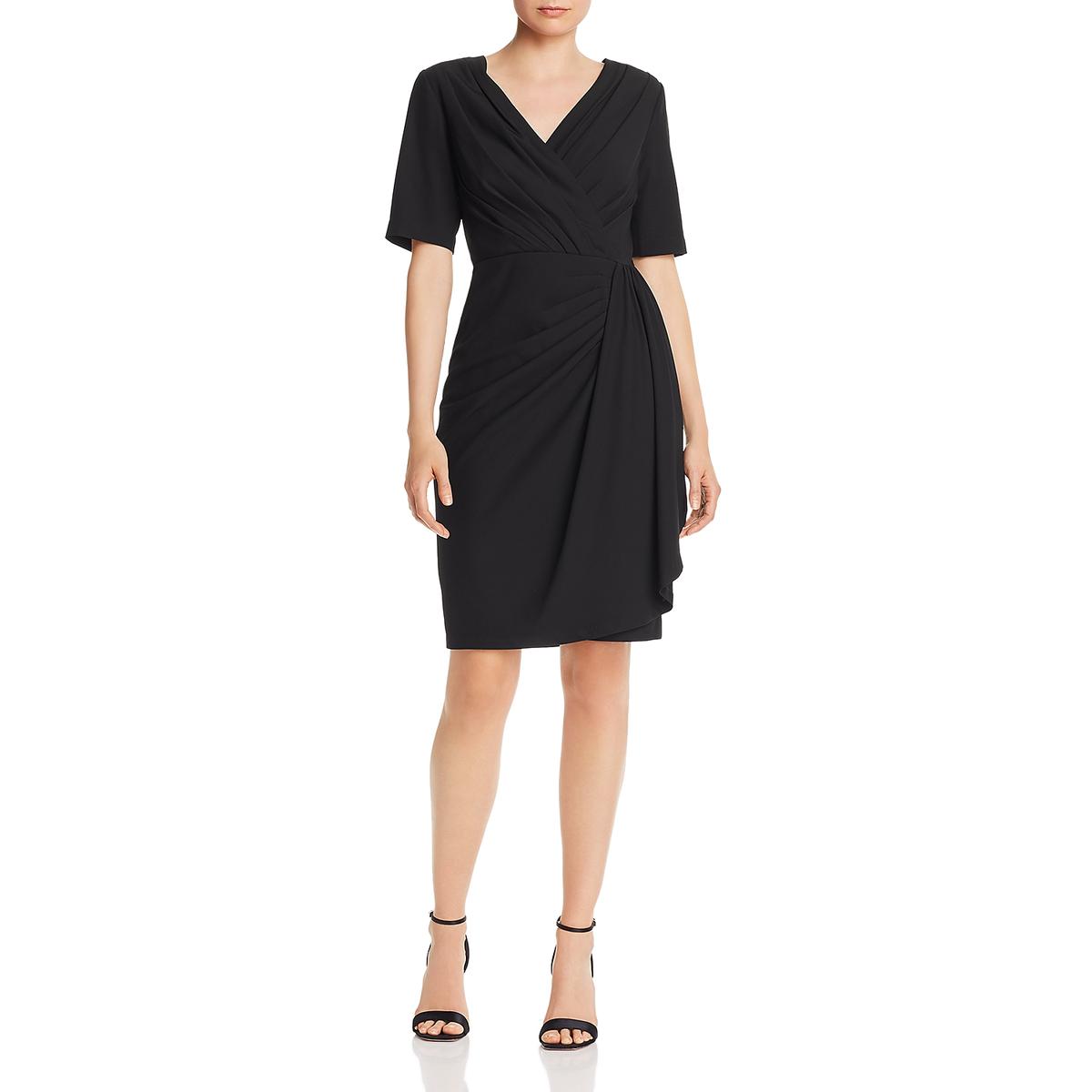 Donna Karan Womens Black Faux Wrap Short Party Cocktail Dress 9 BHFO ...