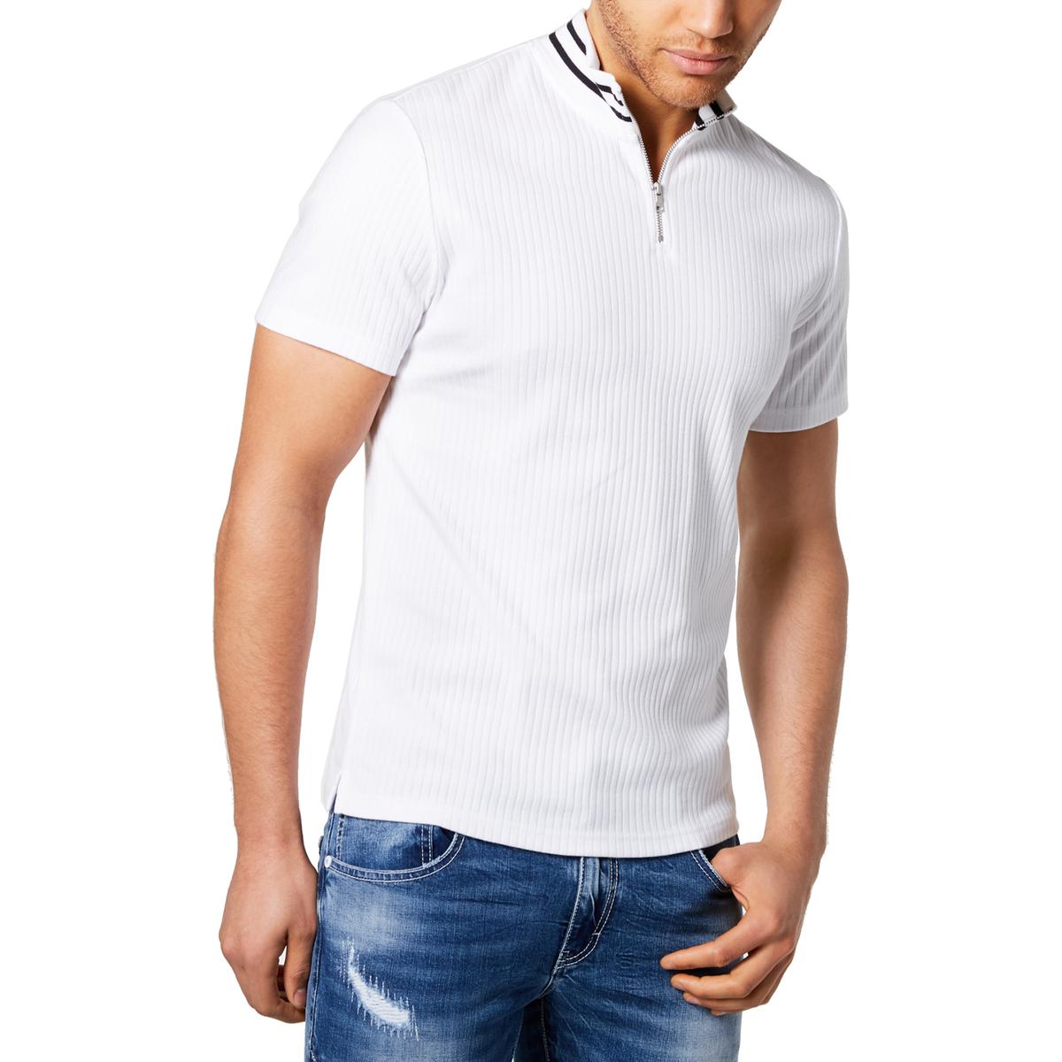 Download INC Mens Theme White Ribbed Mock Neck Short Sleeves Polo ...