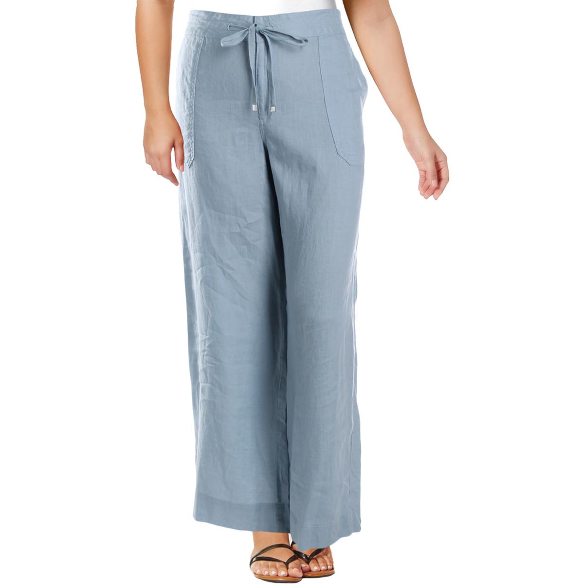 Lauren Ralph Lauren Womens Jovonie Blue Linen Casual Pants Plus 18 BHFO ...