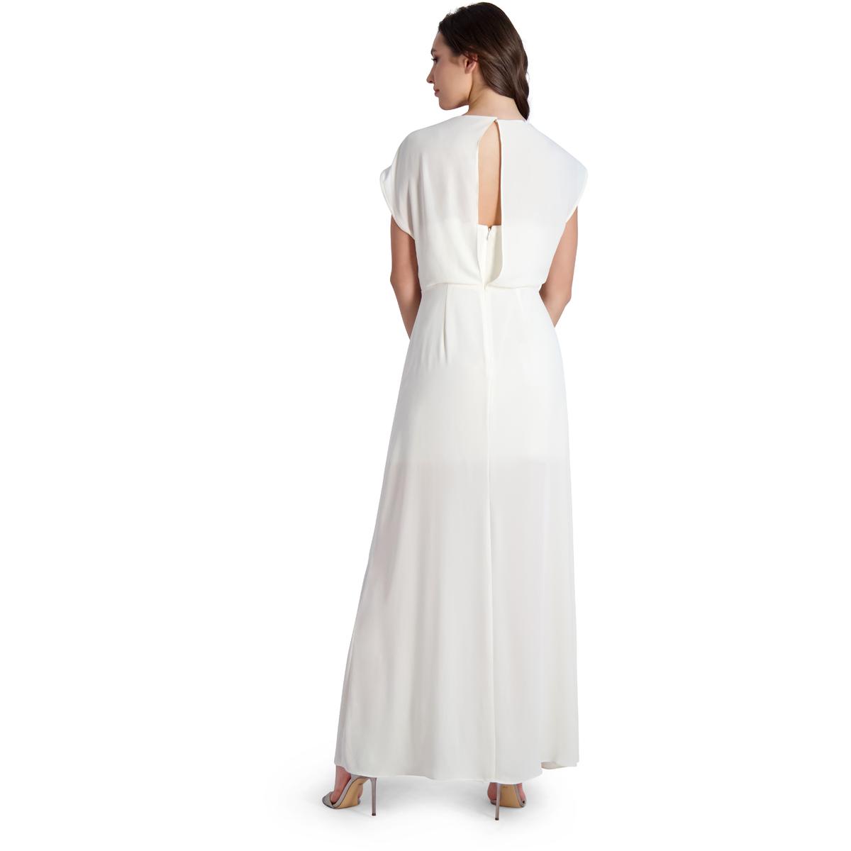 BCBGMAXAZRIA Evette Women’s Ruffled Chiffon V-Neck Gown with Front Slit - Picture 8 of 18