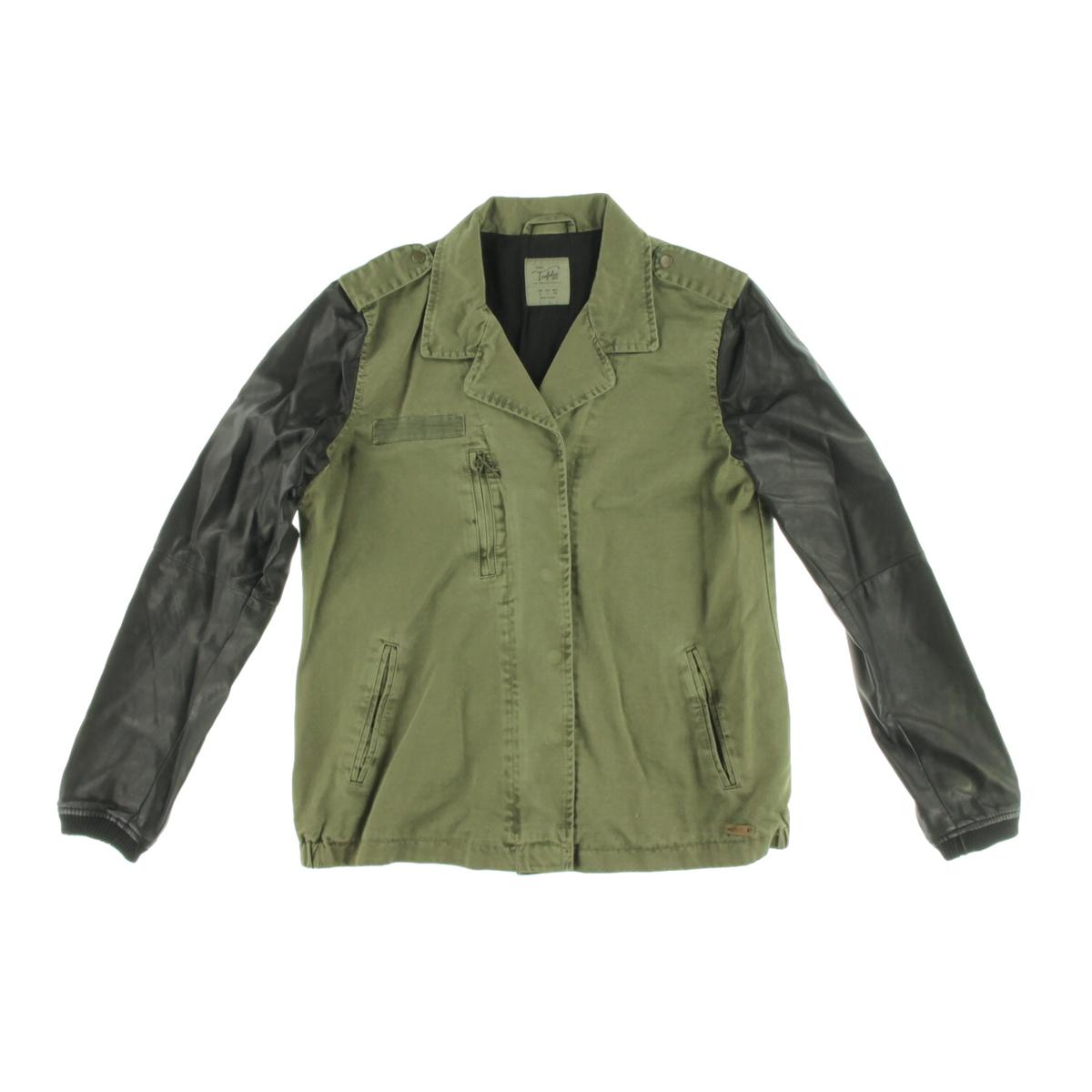 Zara Trafaluc 8134 Womens Green Faux Trim Outerwear Jacket Coat L BHFO ...