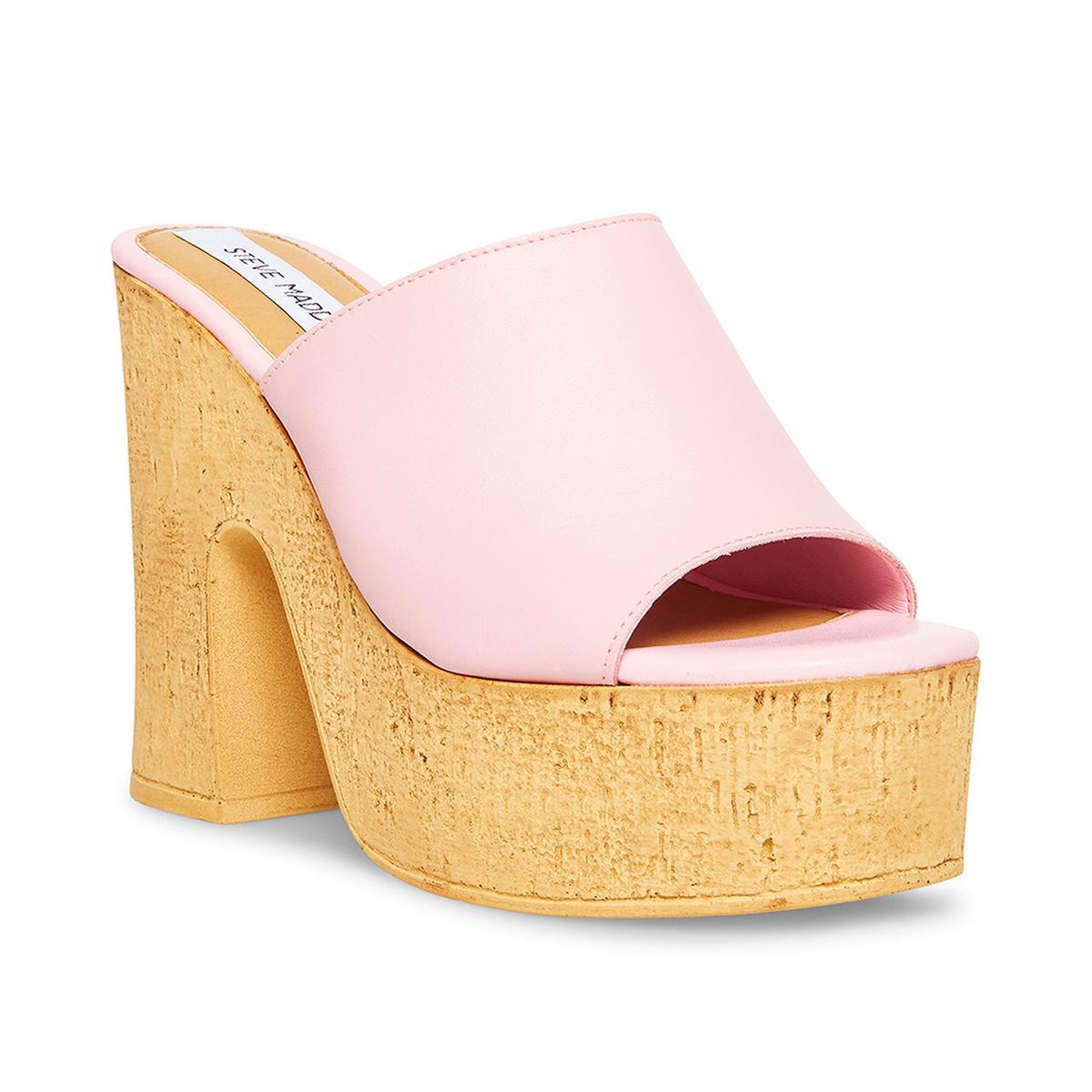 Steve Madden Womens Mardi Leather Cork Slip On Platform Sandals Shoes BHFO  9127 | eBay