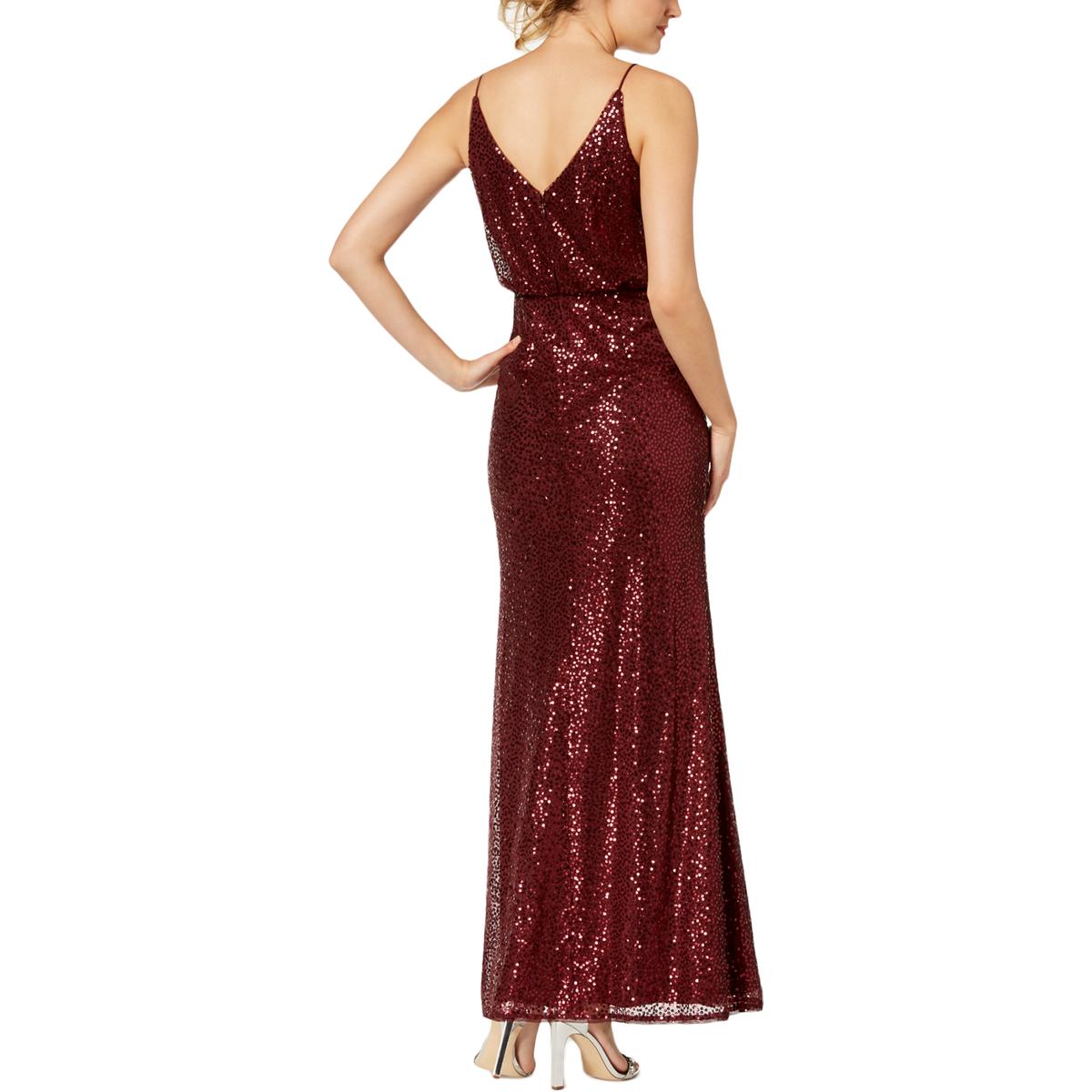 Adrianna Papell Womens Red Formal Sequined Evening Dress Gown 12 BHFO ...