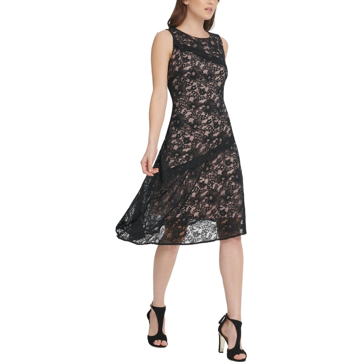 DKNY Womens Black Lace Asymmetric Party Cocktail Dress 10 BHFO 8500 | eBay