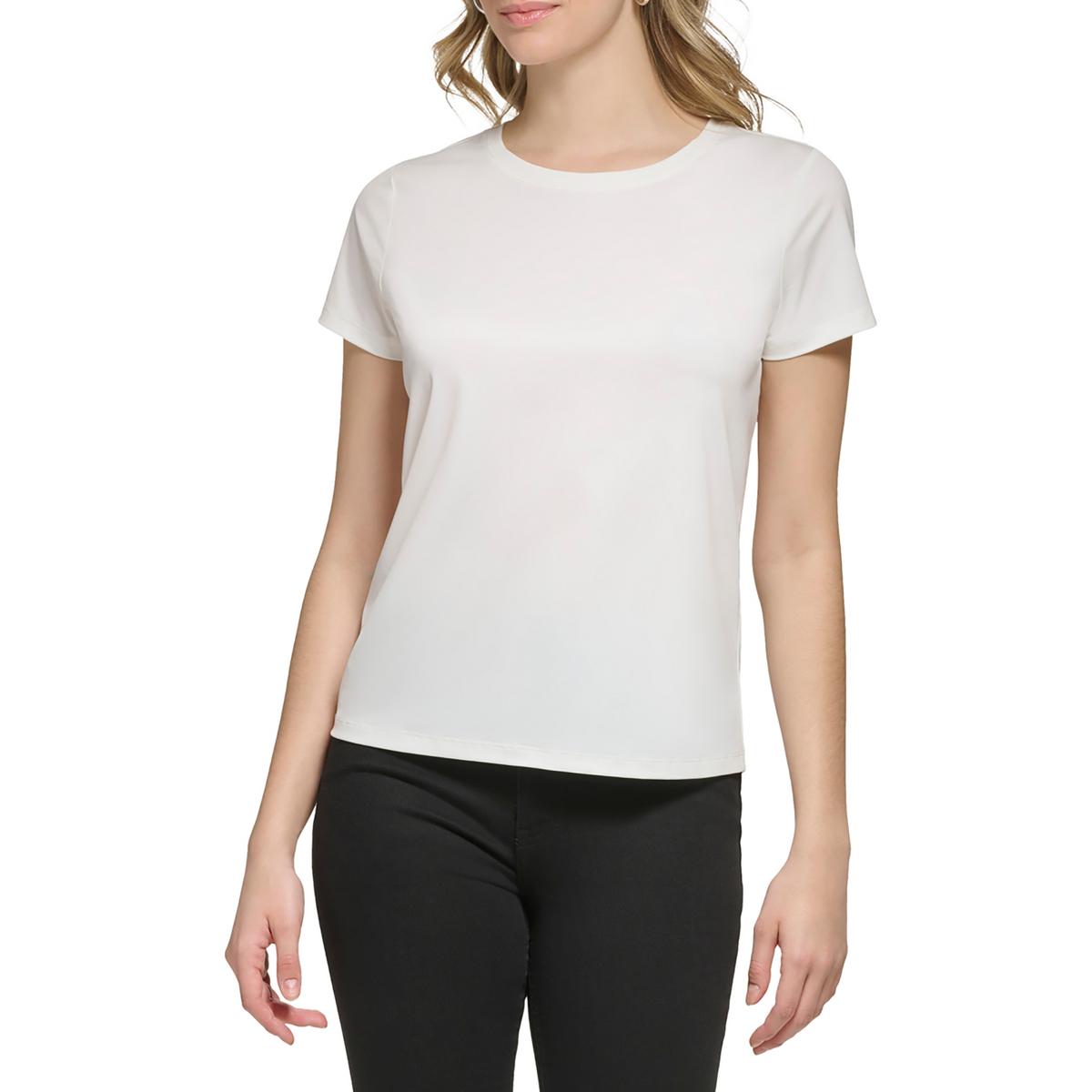 Женская белая однотонная футболка с круглым вырезом Calvin Klein XS BHFO 5546
