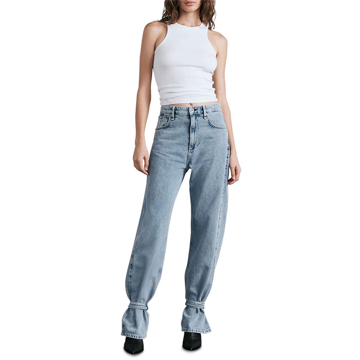 Rag & Bone Womens Splice Light Wash Barrel Leg High-Waist Jeans