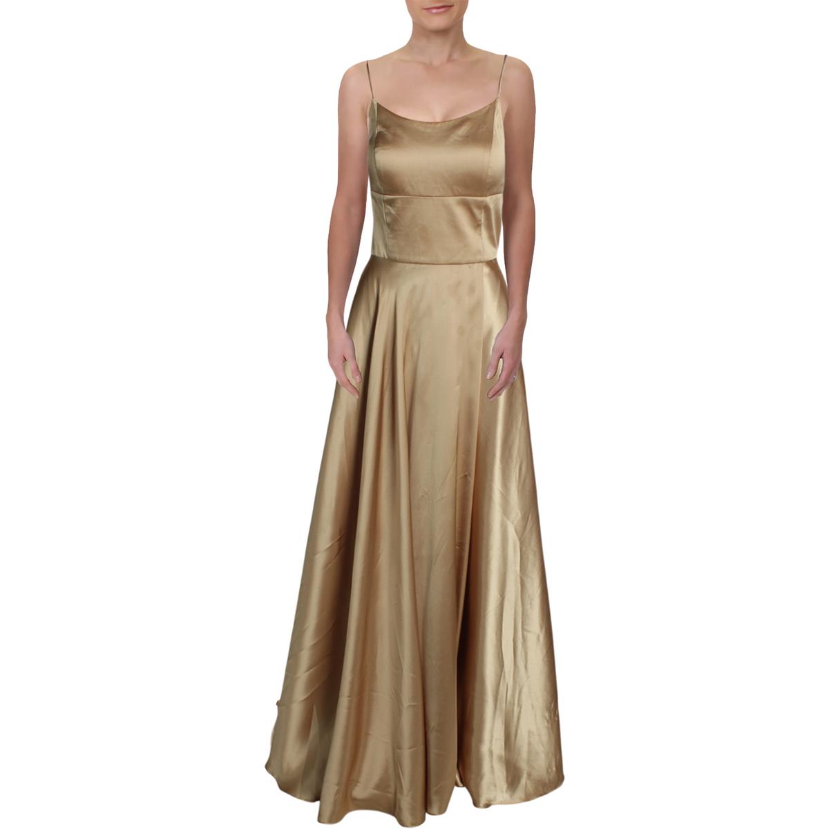 betsy and adam satin strappy back gown