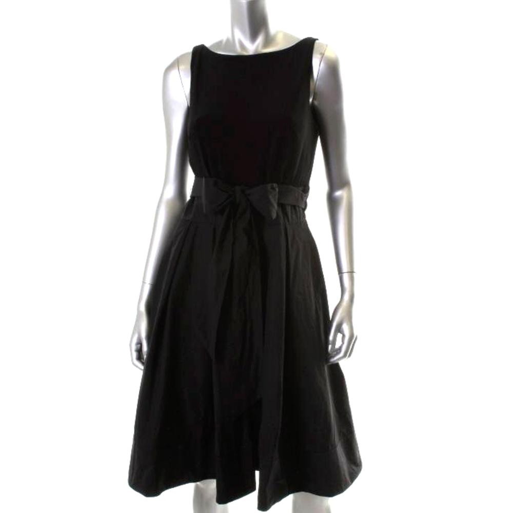 Ralph Lauren NEW Black Taffeta Pleated Cocktail, Evening Dress 12 BHFO