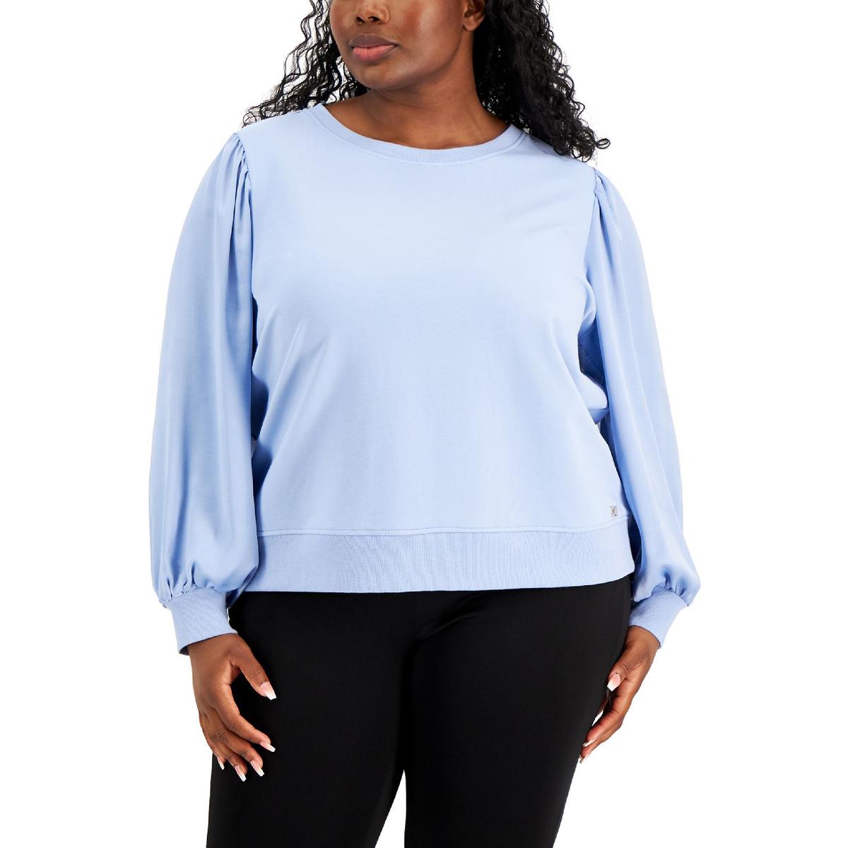 Calvin Klein Womens Cozy Comfy Puff-Sleeve Sweatshirt Loungewear Plus BHFO  9829 | eBay