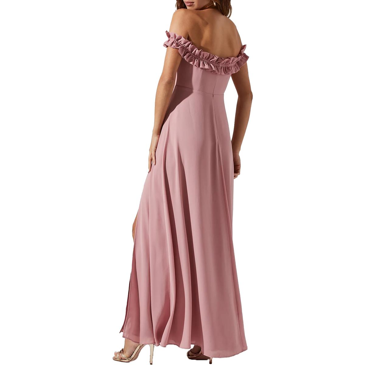 Astr The Label Womens Venetia Off-The-Shoulder Long Maxi Dress Pink M