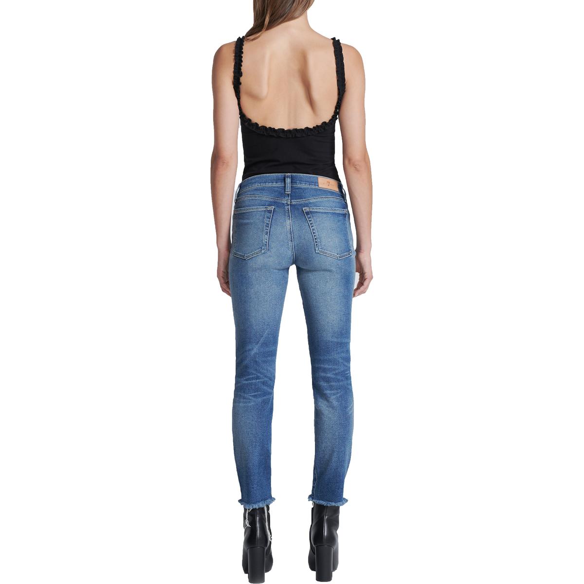 7 For All Mankind Damen Roxanne Knöchel blau roher Saum Zigarettenjeans 23 Brittany and Hanna Factory Outlet 4960 - Bild 2 von 2