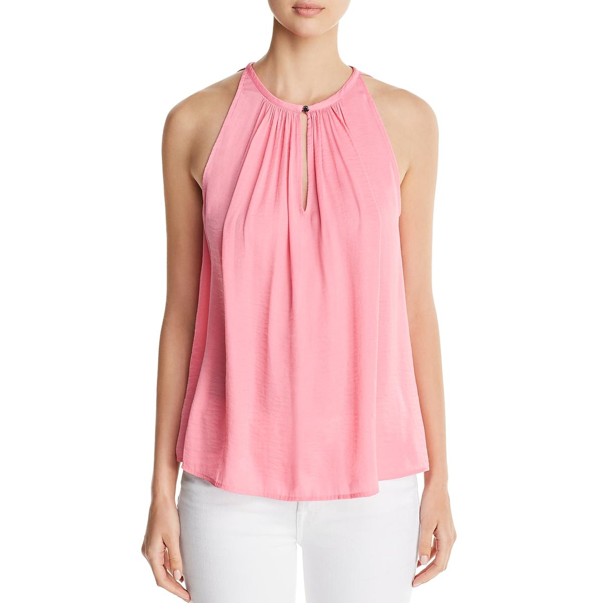 Vince Camuto Womens Amalfi Breeze Pink Satin Shirred Blouse Top XL BHFO 5220 | eBay