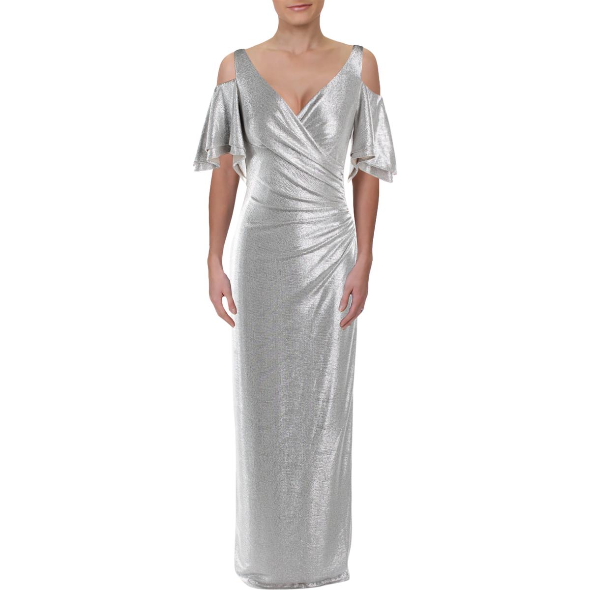 Lauren Ralph Lauren Womens Silver Metallic Formal Evening Dress Gown 8 Bhfo 8274 Ebay 6838