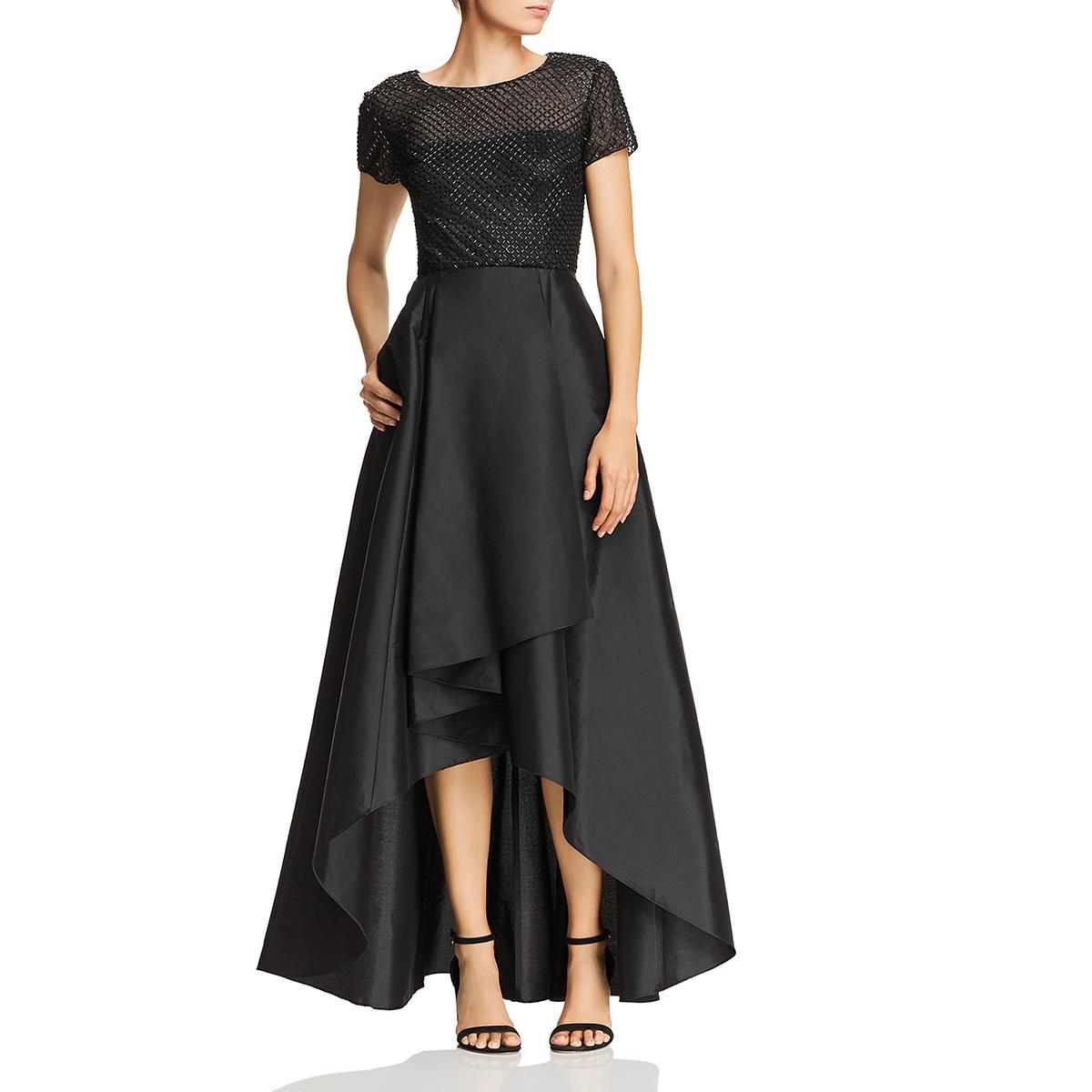 adrianna papell black beaded gown