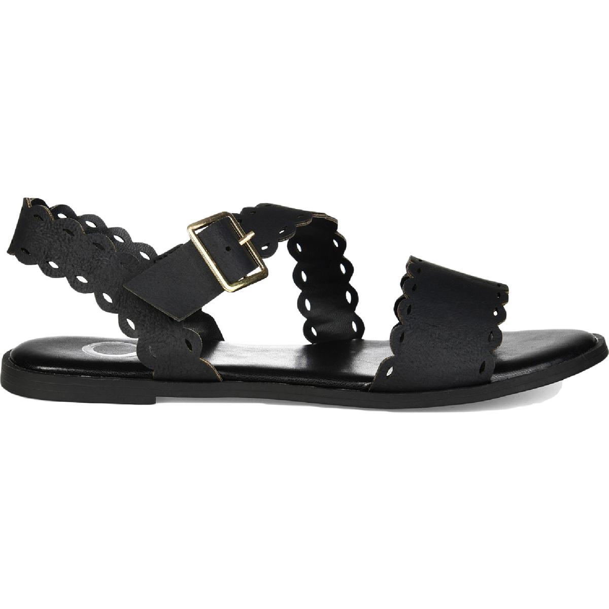 Journee Collection Womens Aubrinn Faux Leather Strap Sandals Flats