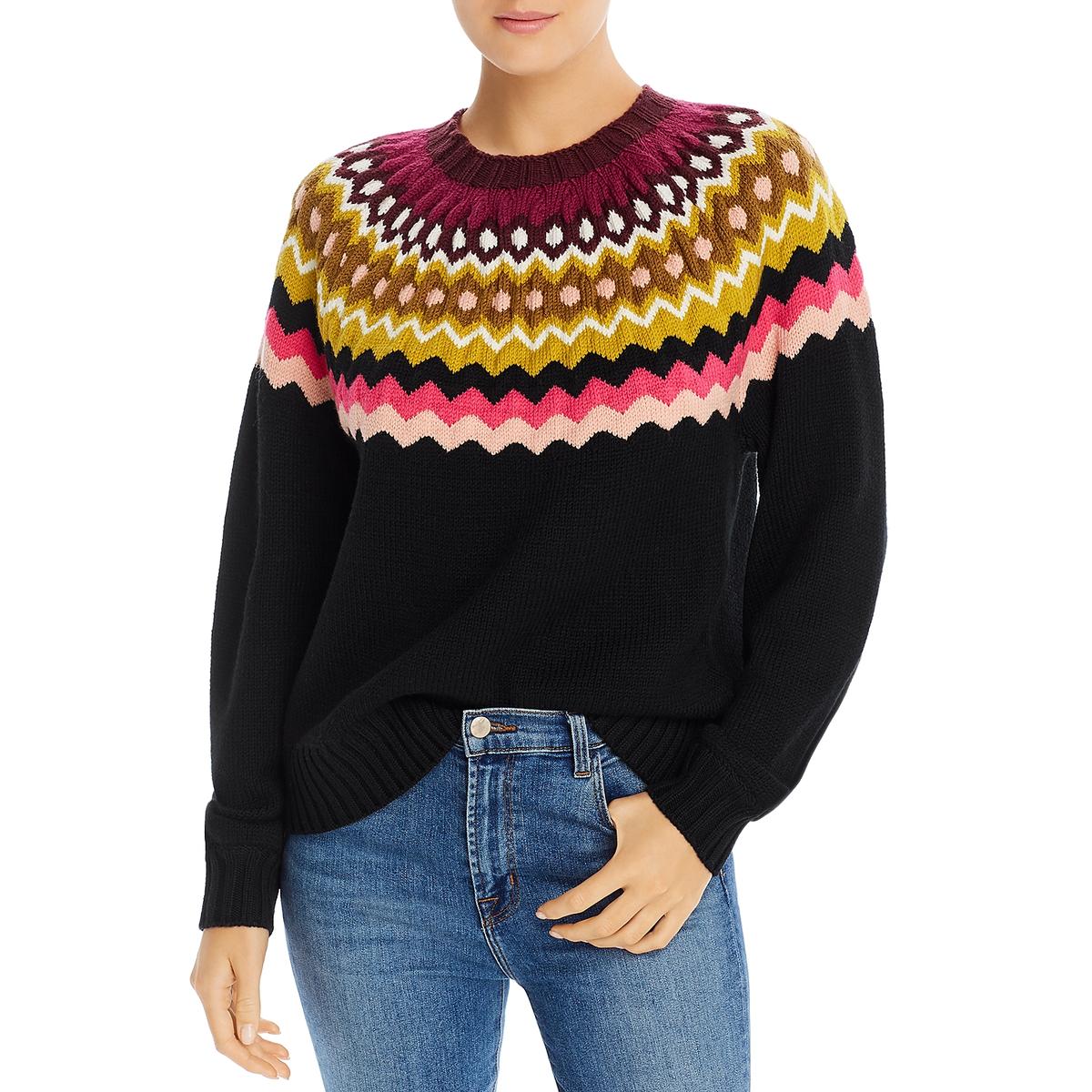 Joie Womens Kerenya Black Fair-Isle Sweater Top Pullover Sweater S BHFO