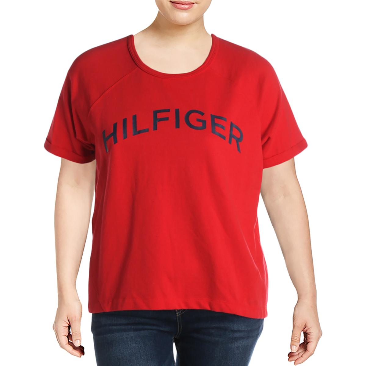 Tommy Hilfiger Womens Red Fitness Active Wear Workout T