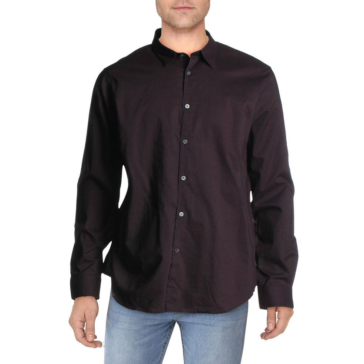 John Varvatos Star USA Mens Purple Cotton Pindot Button-Down Shirt L ...
