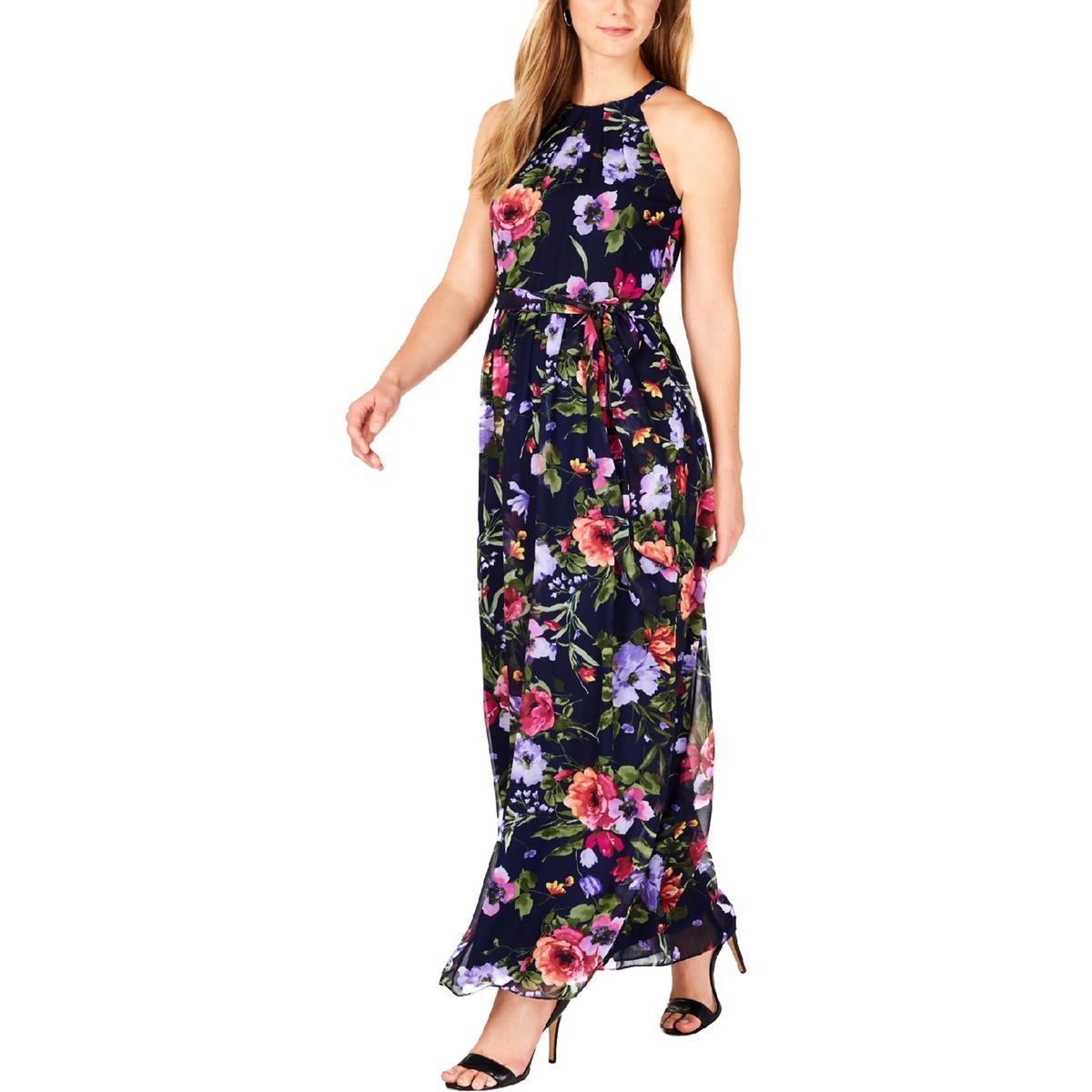 Jessica Howard Womens Navy Daytime Sleeveless Floral Maxi Dress 12 BHFO ...