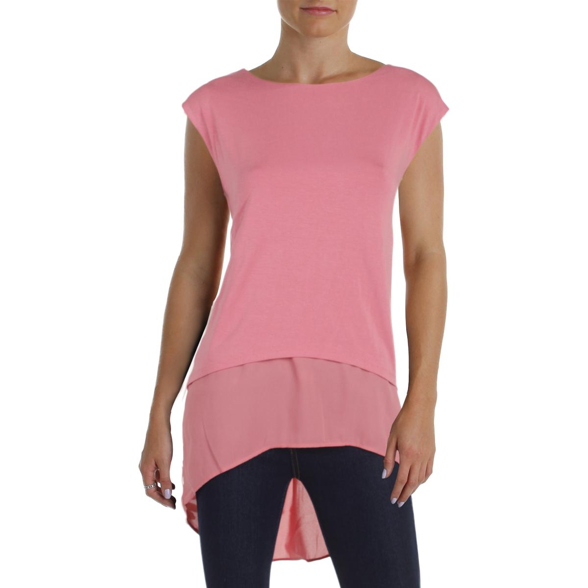 Vince Camuto Womens Pink Mixed Media Hi-Low Casual Top Tunic XS BHFO 5269 39373054457 | eBay