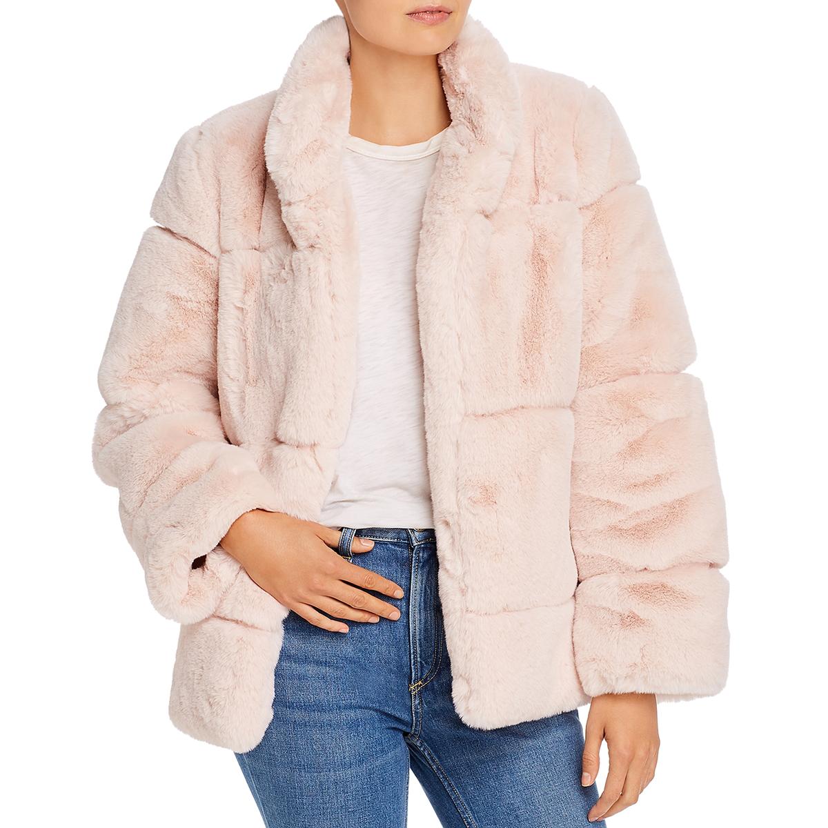 Apparis Womens Sarah Pink Winter Faux Fur Grooved Coat Outerwear S BHFO ...