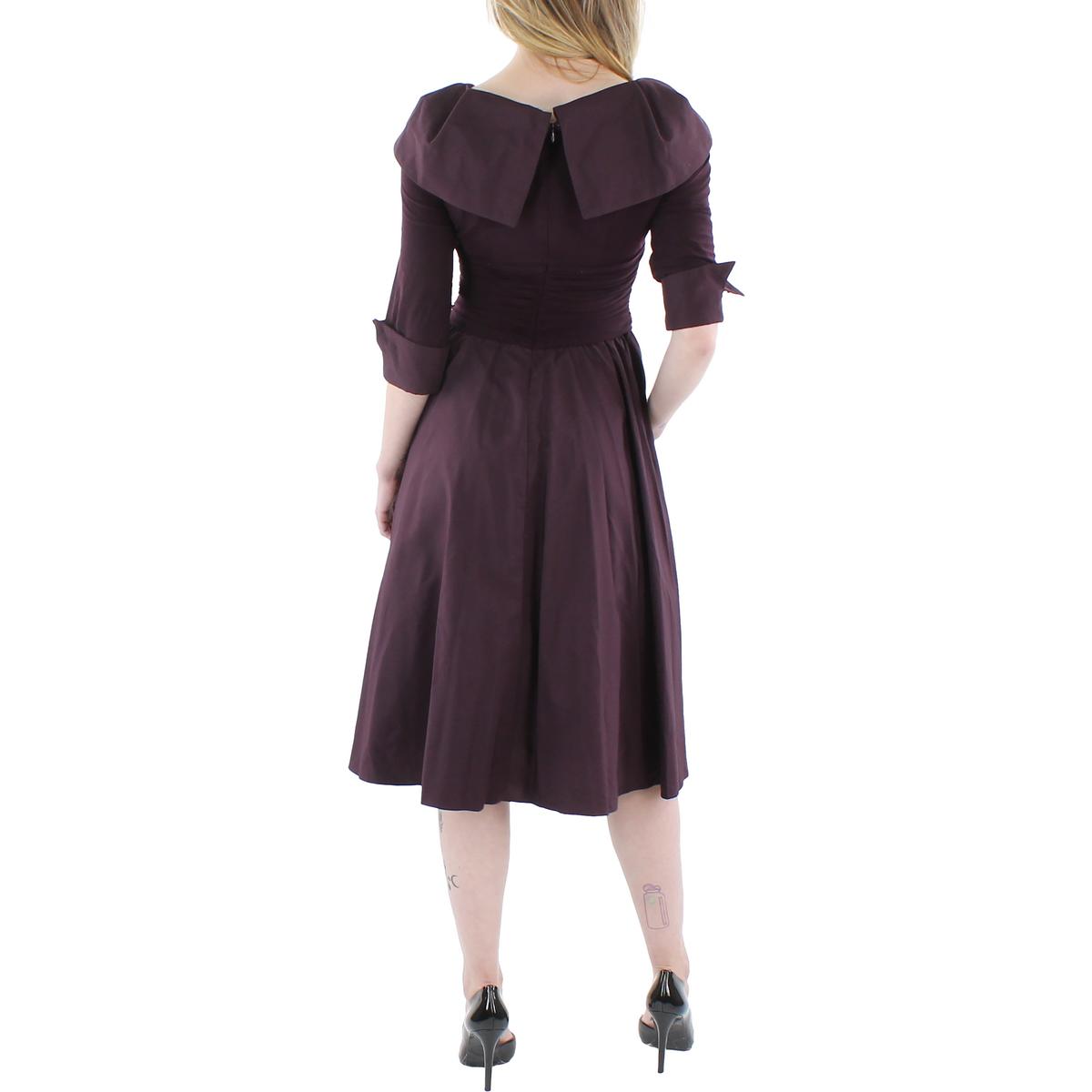 Jessica Howard Womens Portrait Collar Ruched Midi Dress Petites BHFO 5853