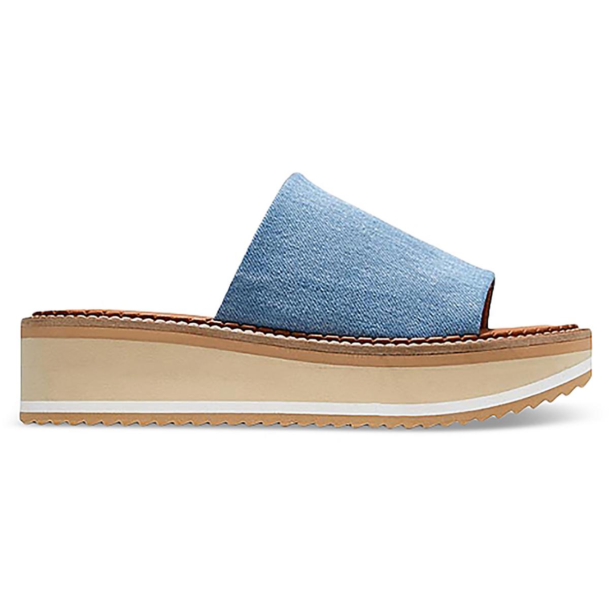 Pre-owned Clergerie Paris Womens Fast Leather Slip On Slide Sandals Flats Bhfo 0522 In Denim