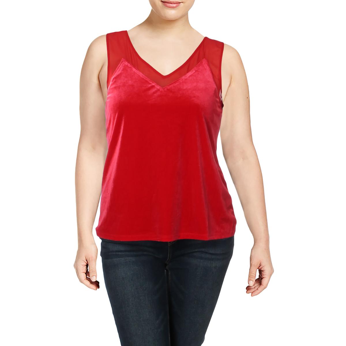 INC Womens Red Velvet Sleeveless Day to Night Shell Top M BHFO 4130 eBay