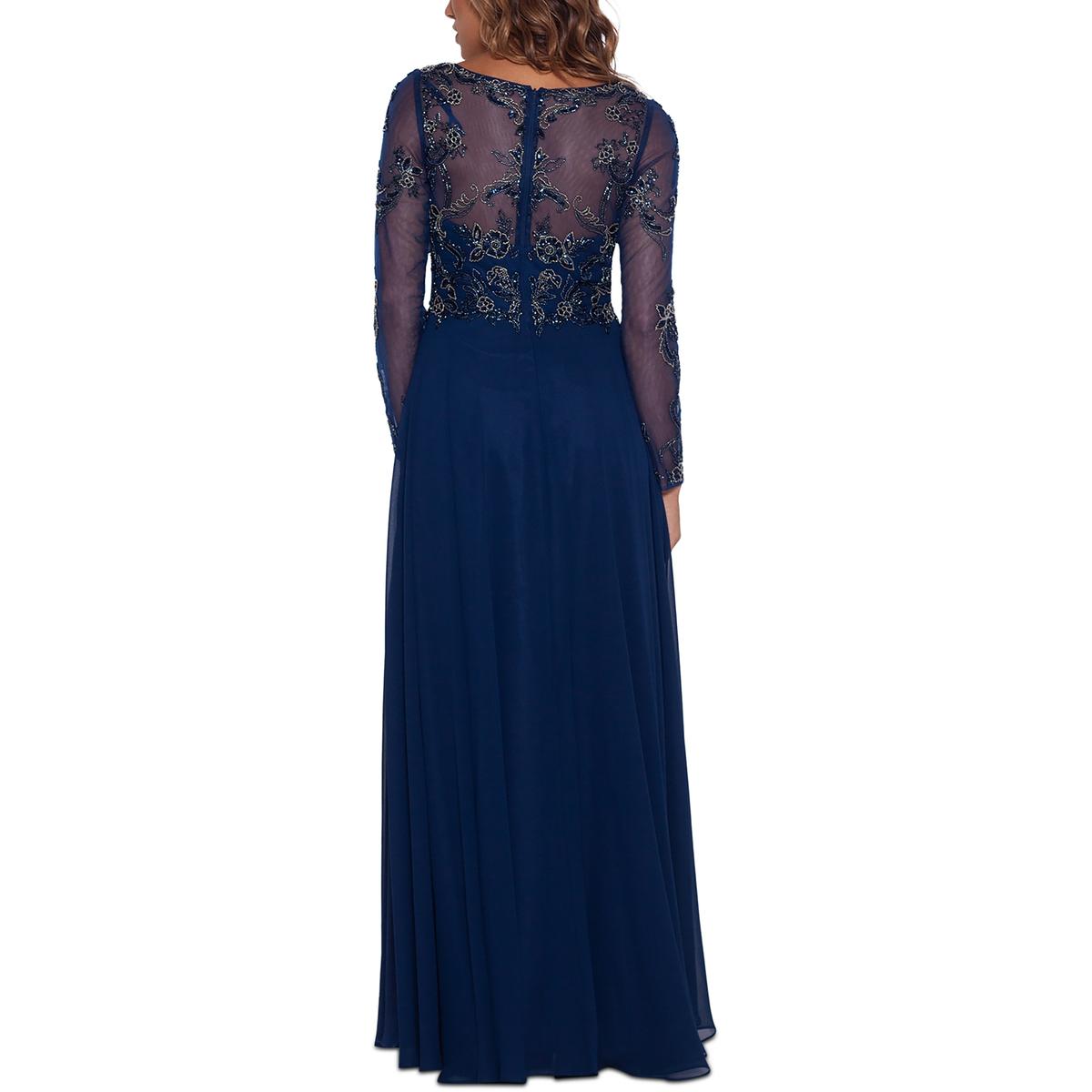 Xscape Womens Chiffon Embellished Special Occasion Evening Dress Gown BHFO 2725