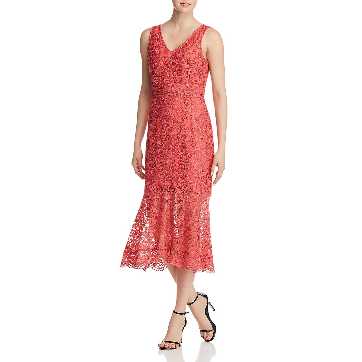 Nanette Nanette Lepore Womens Pink Lace Midi Cocktail Sheath Dress 4 ...