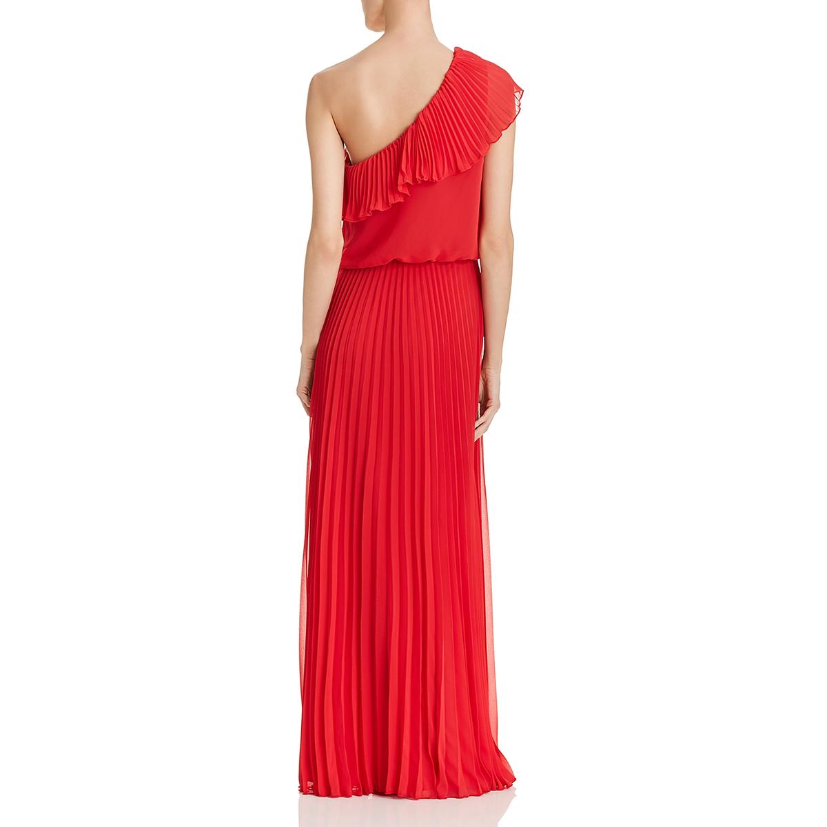 avery g one shoulder ruffle gown