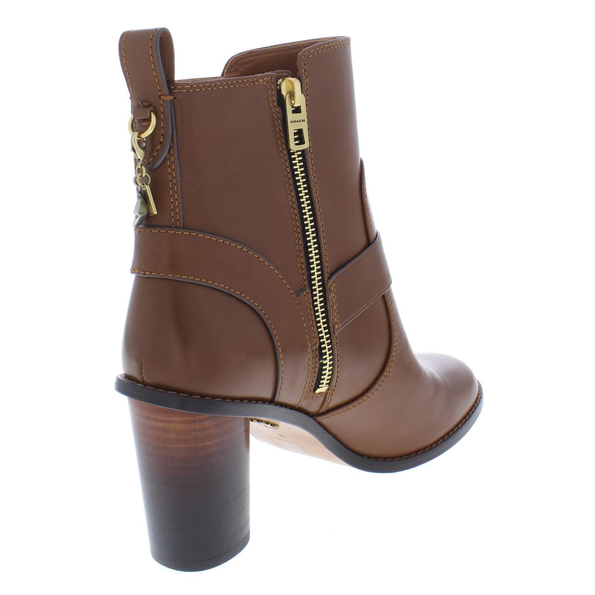 Coach Womens Moto Brown Leather Ankle Boots Shoes 7.5 Medium (B,M) BHFO ...