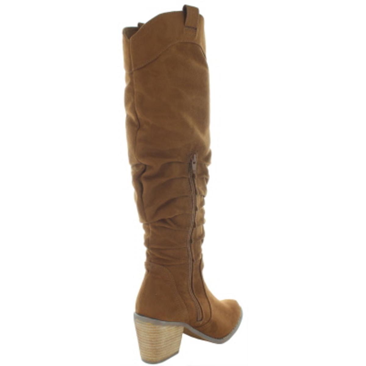 tan over the knee suede leather boots