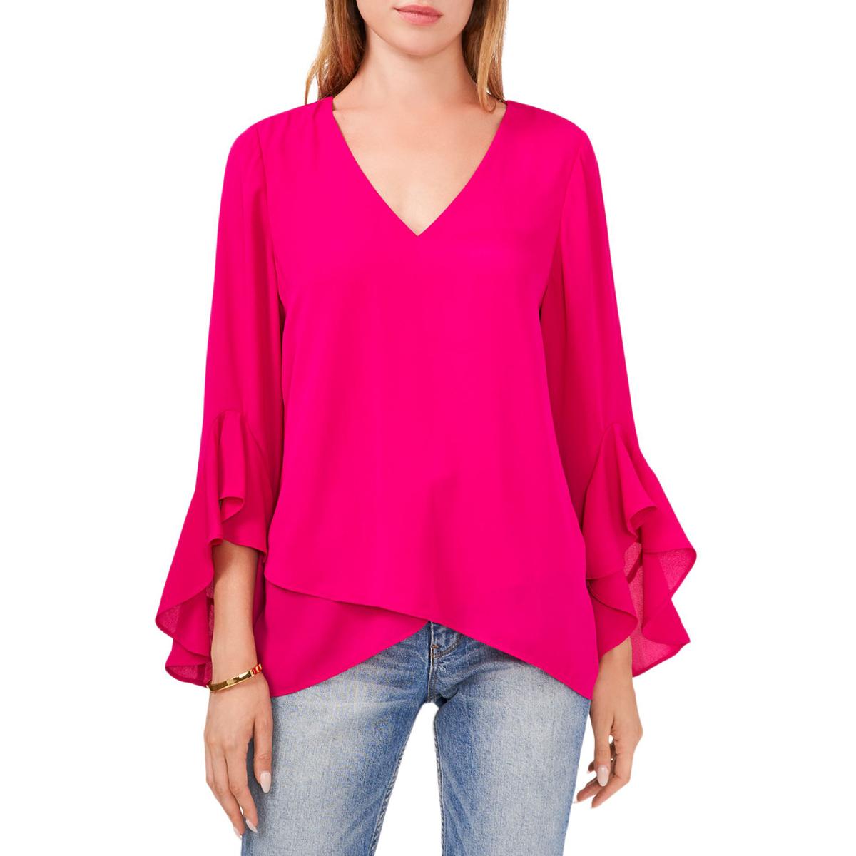 Vince Camuto Womens Chiffon V-Neck Tunic Blouse Top BHFO 6347