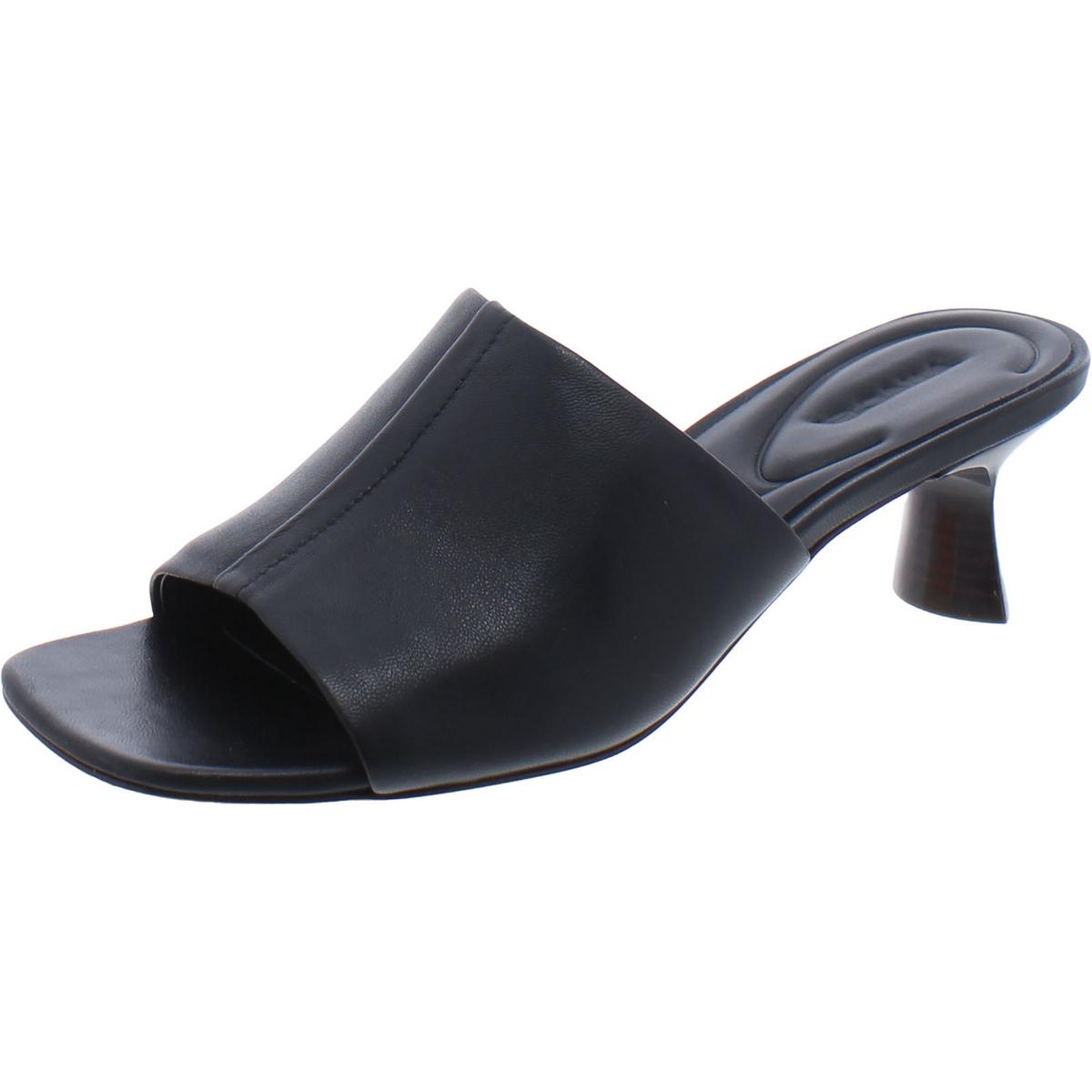 Женские кожаные туфли на высоком каблуке с квадратным носком Vince Womens Palmar Slide, BHFO 7985