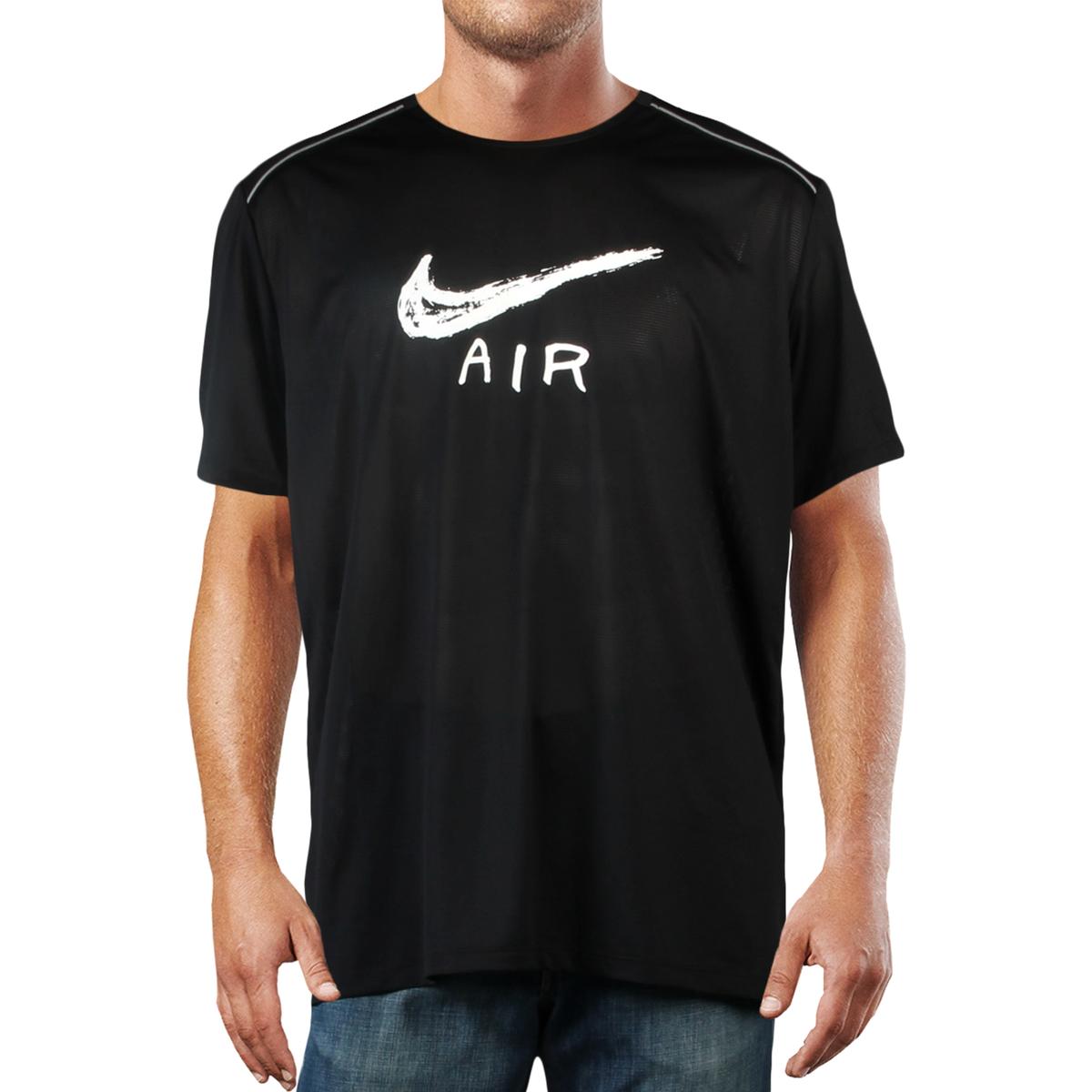 Nike Mens Logo AIR Black Running Activewear T-Shirt Athletic 2XL BHFO ...