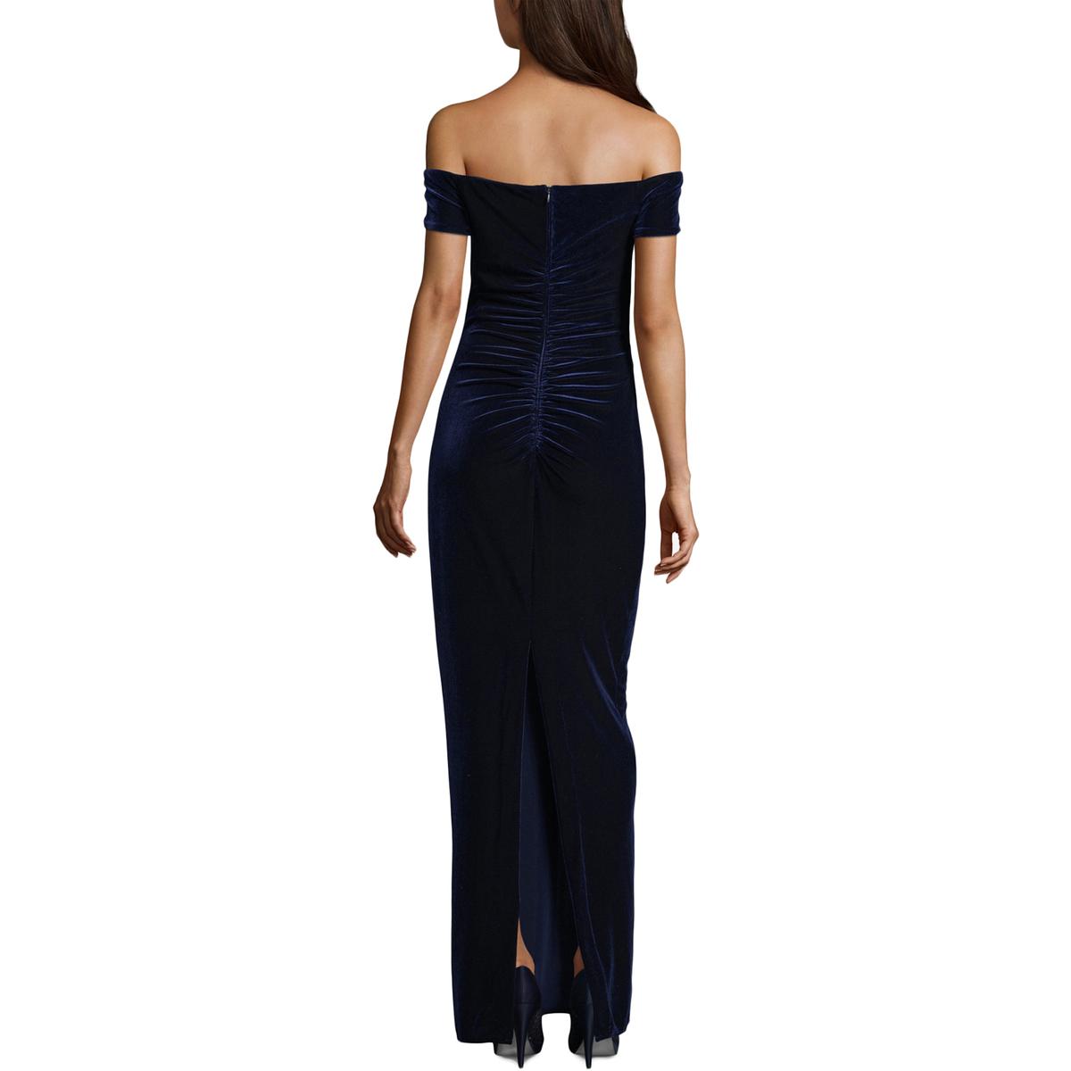 X by Xscape Womens Navy Off-The-Shoulder Formal Evening Dress Gown 12 ...