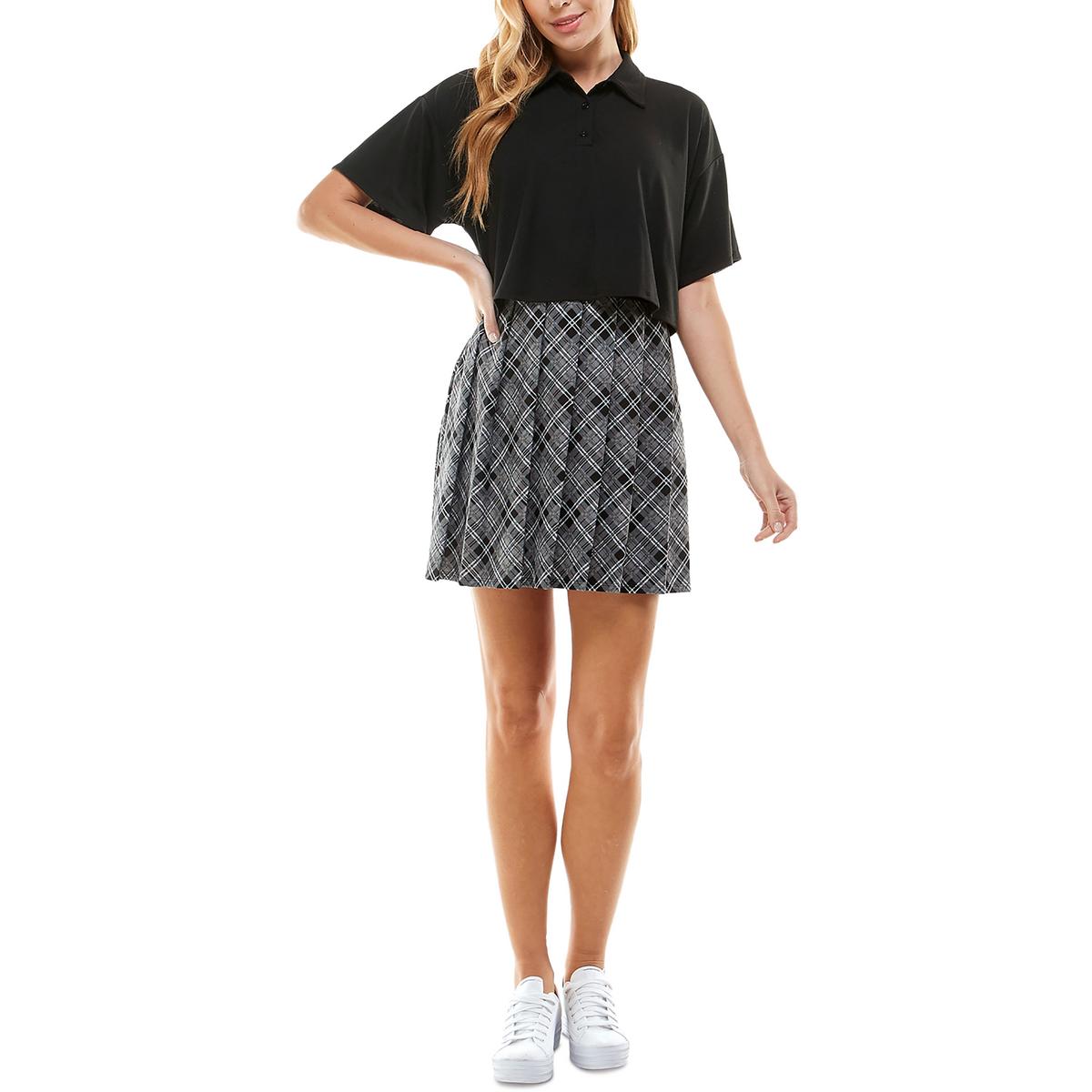 Kingston Grey Womens Knit Plaid Mini Two Piece Dress Juniors BHFO