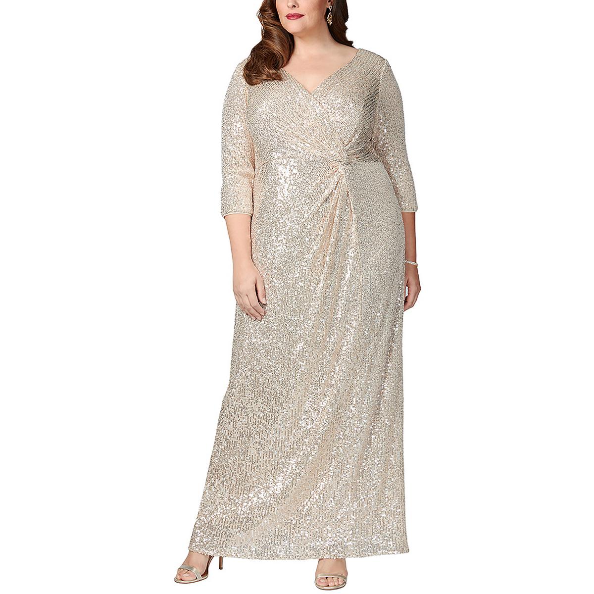 Alex Evenings Womens Sequined Special Occasion Evening Dress Gown