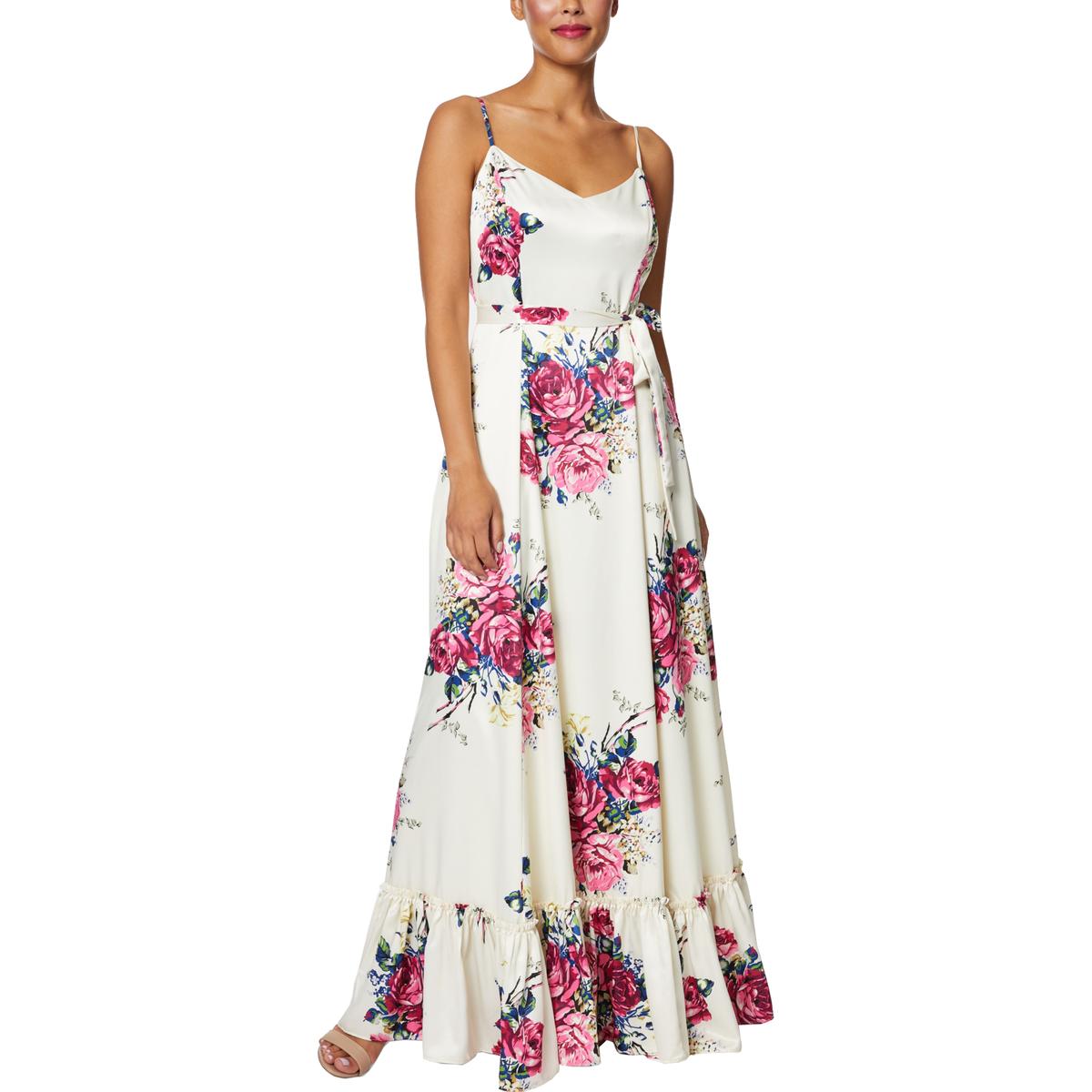 Betsey Johnson Womens Ivory Floral Ruffled Long Maxi Dress 8 BHFO 0158 ...