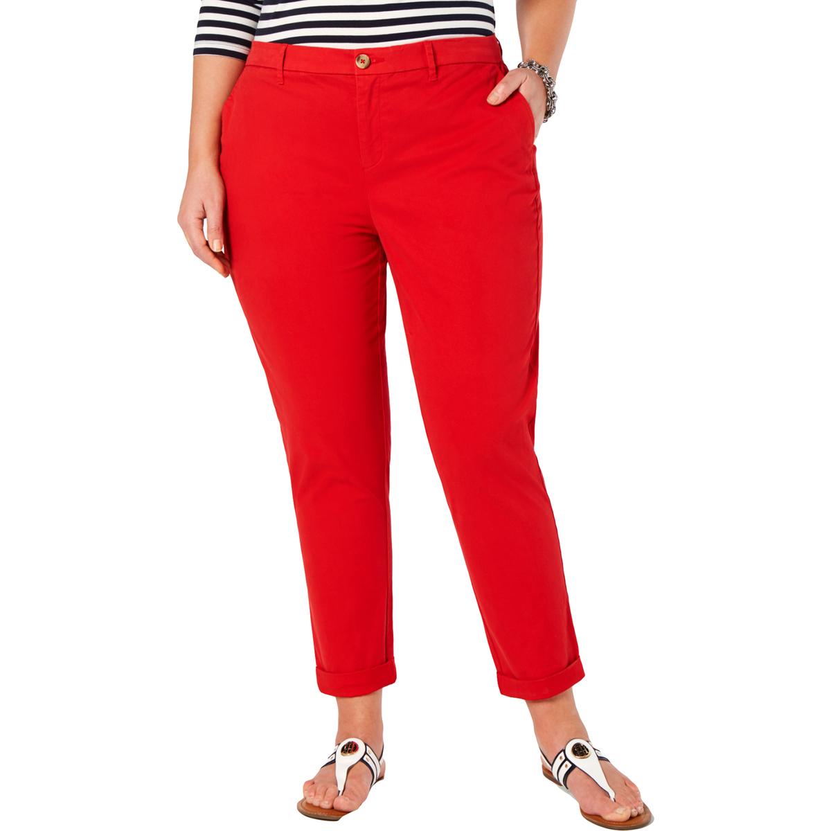 Tommy Hilfiger Womens Hampton Red Chino Pants Trousers Plus 20W BHFO ...