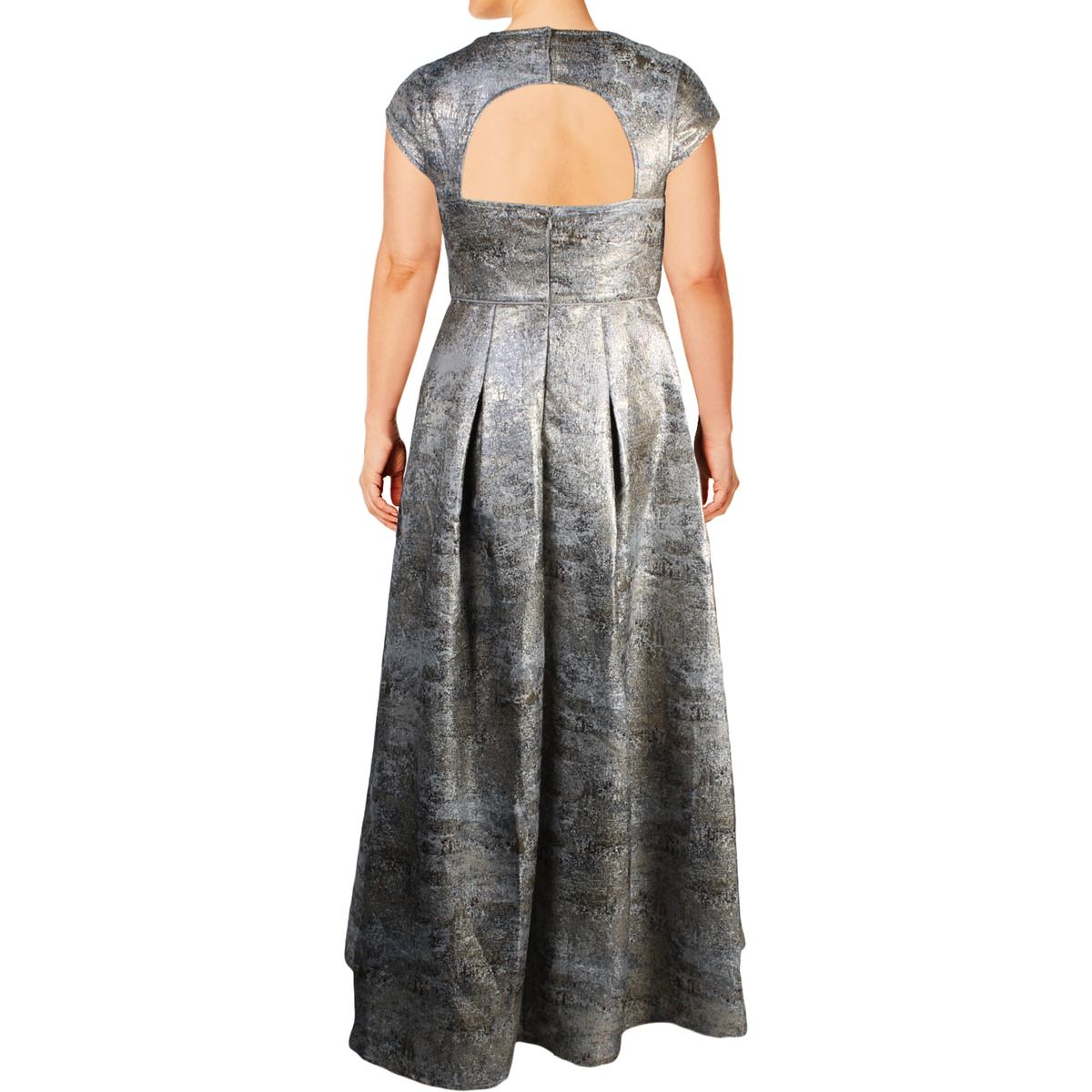 silver metallic evening gowns