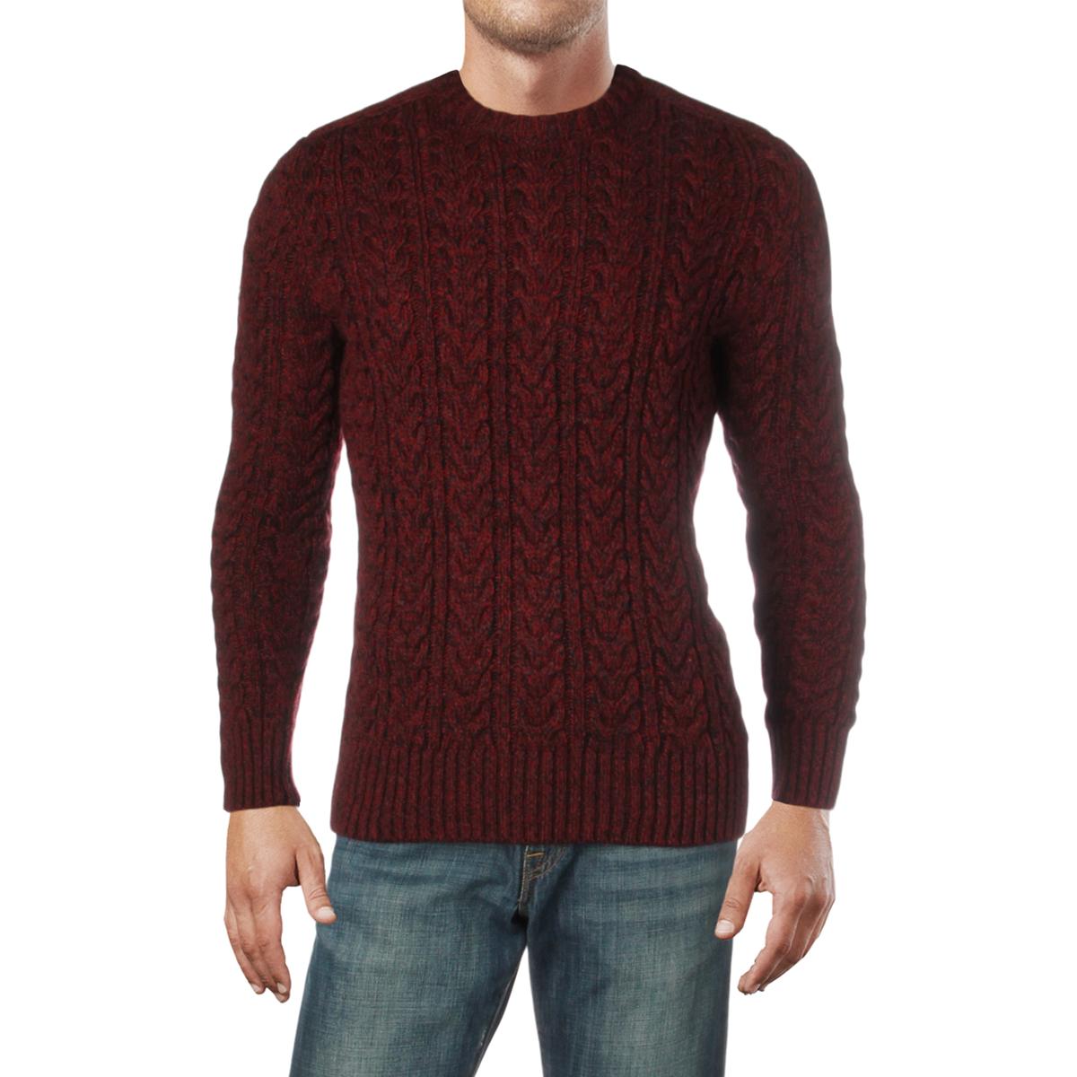 Superdry Mens Jacob Red Marled Cable Knit Shirt Crewneck Sweater Top S ...