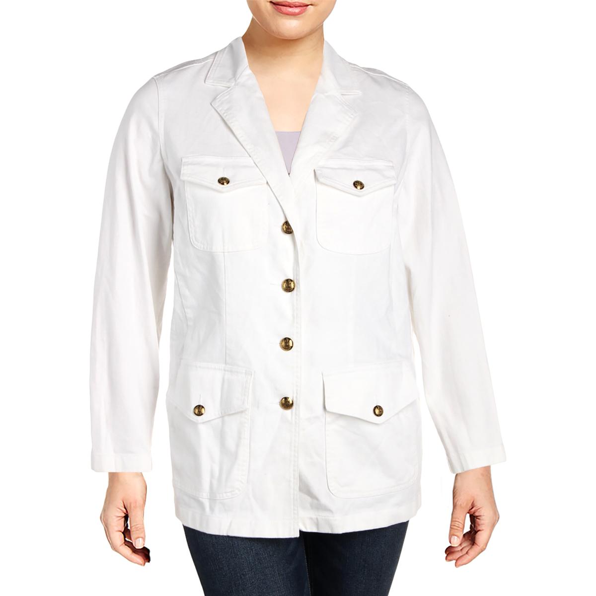 Lauren Ralph Lauren Womens White Spring Jean Jacket Outerwear Plus 14W