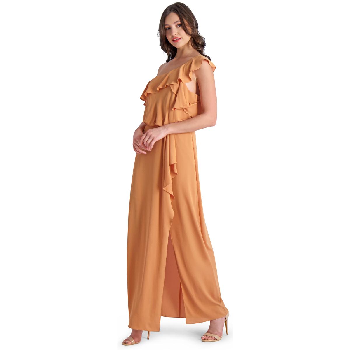 BCBGMAXAZRIA Dahlia Women’s Ruffled One Shoulder Front Slit Gown - Picture 7 of 8