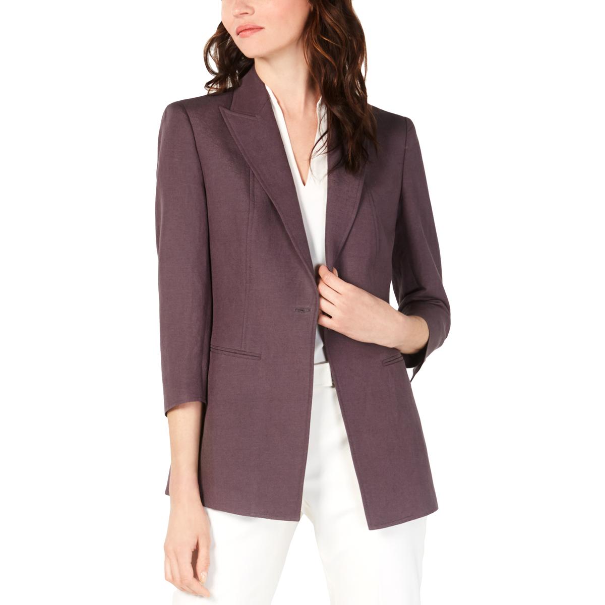 Anne Klein Womens Gray PeakCollar OneButton Blazer Jacket BHFO 2066