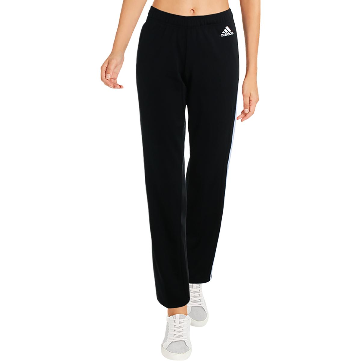 Adidas Womens Black Straight Leg Stripe Casual Sweatpants Athletic XL ...