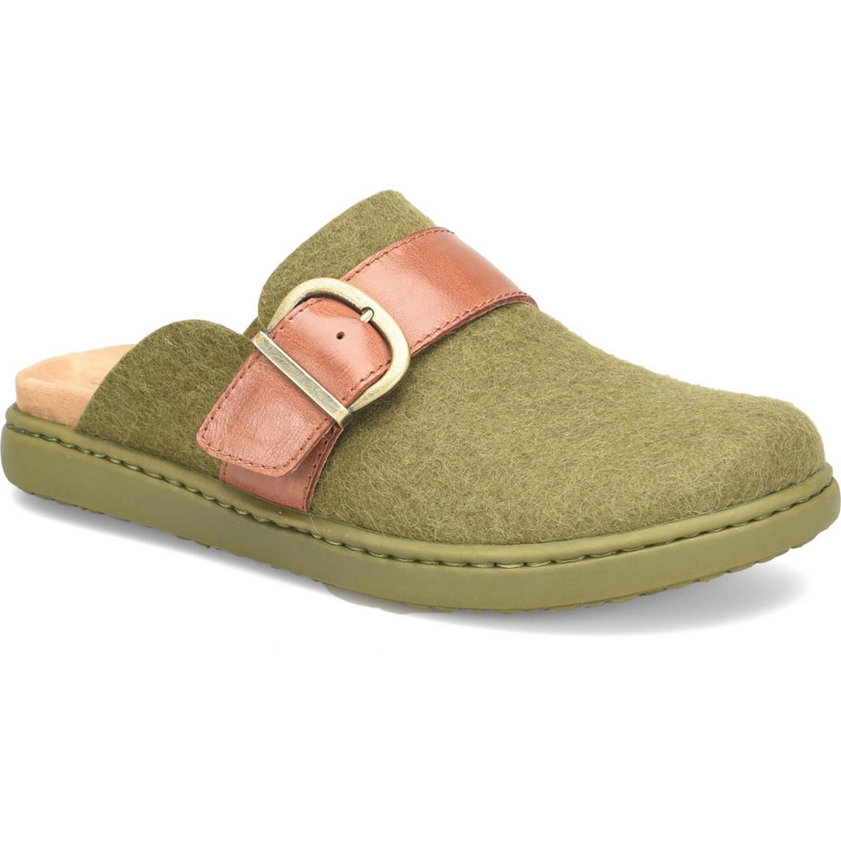 Женские слипоны-сабо Born Womens Lia Green из шерсти с пряжкой 8 средних размеров (B,M) BHFO 2284