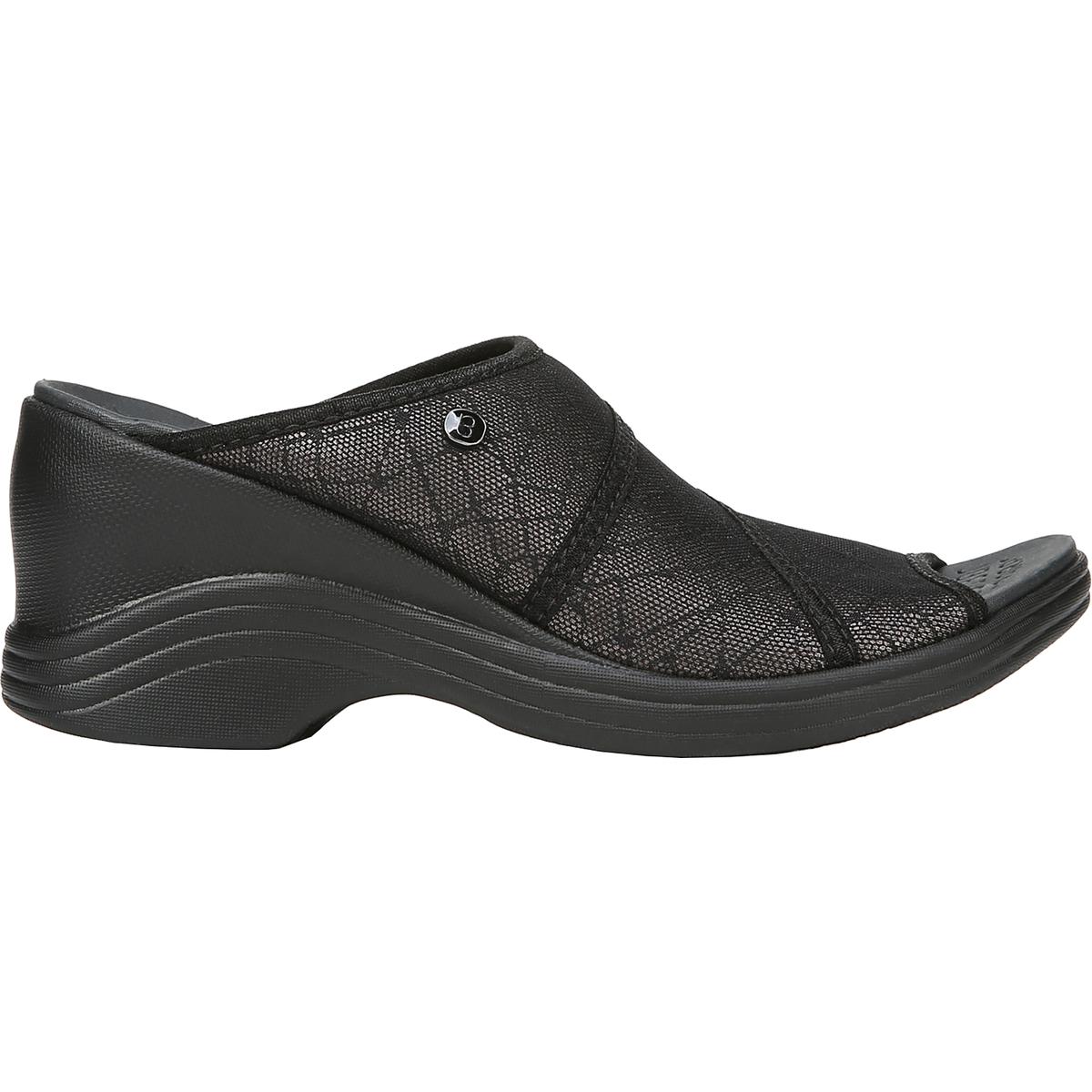 Bzees Womens Huggable Black Casual Slide Sandals Wedges 9 Medium (B,M